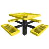 Single Post Mount Square Expanded Metal Picnic Table with Bench Seats Single Post Mount Square Expanded Metal Picnic Table with Bench Seats